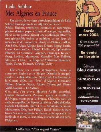 Le�la SEBBAR, "Mes Alg�ries en France" (verso)